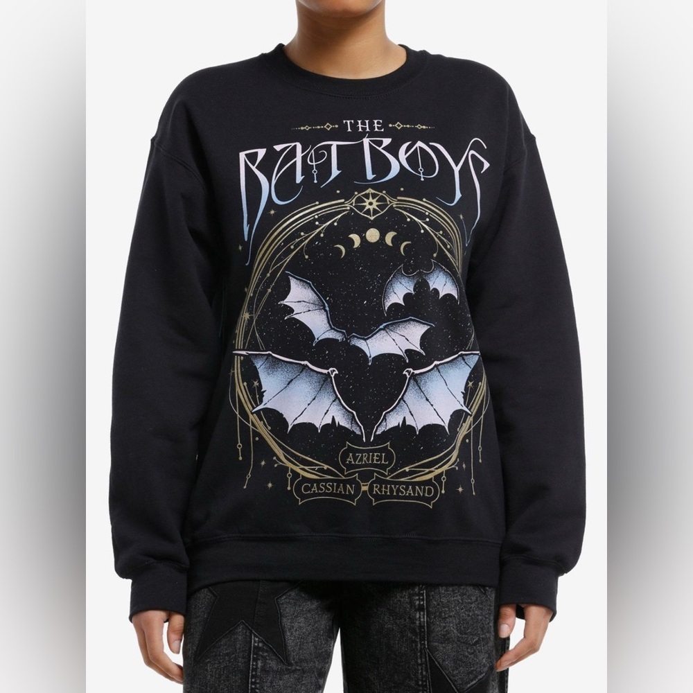 A Court of Thorns and Roses Bat Boys Metallic Ink Girls Sweatshirt, XS